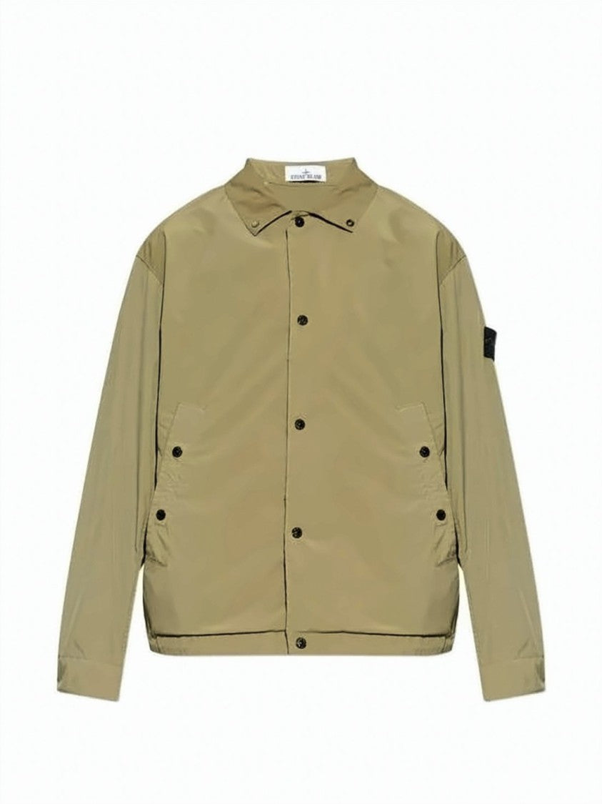 Stone Island Lightweight Brown Jacket With Button-Up Front