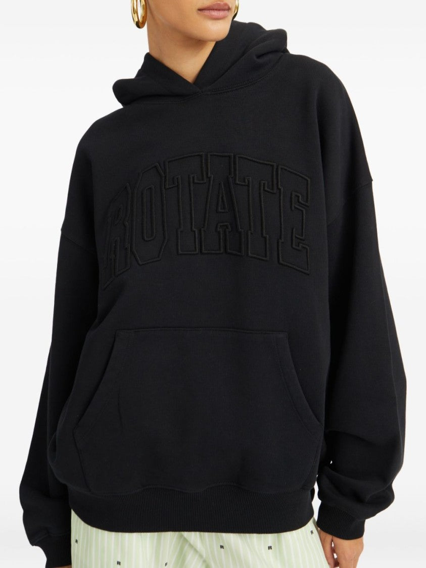 Rotate Relaxed Fit Black Cotton Hoodie
