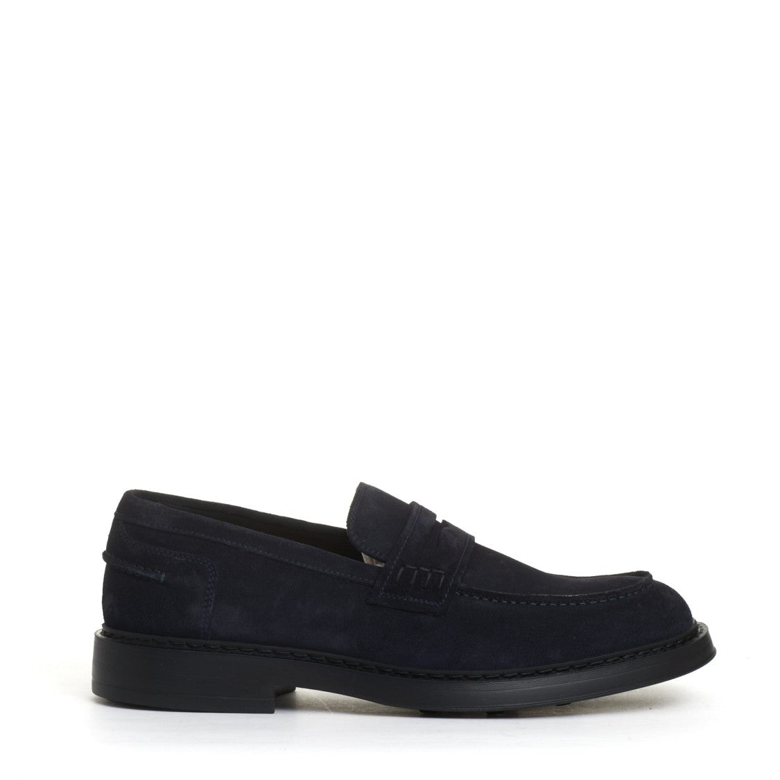 Doucal's Blue Suede Moccasin With Rubber Sole