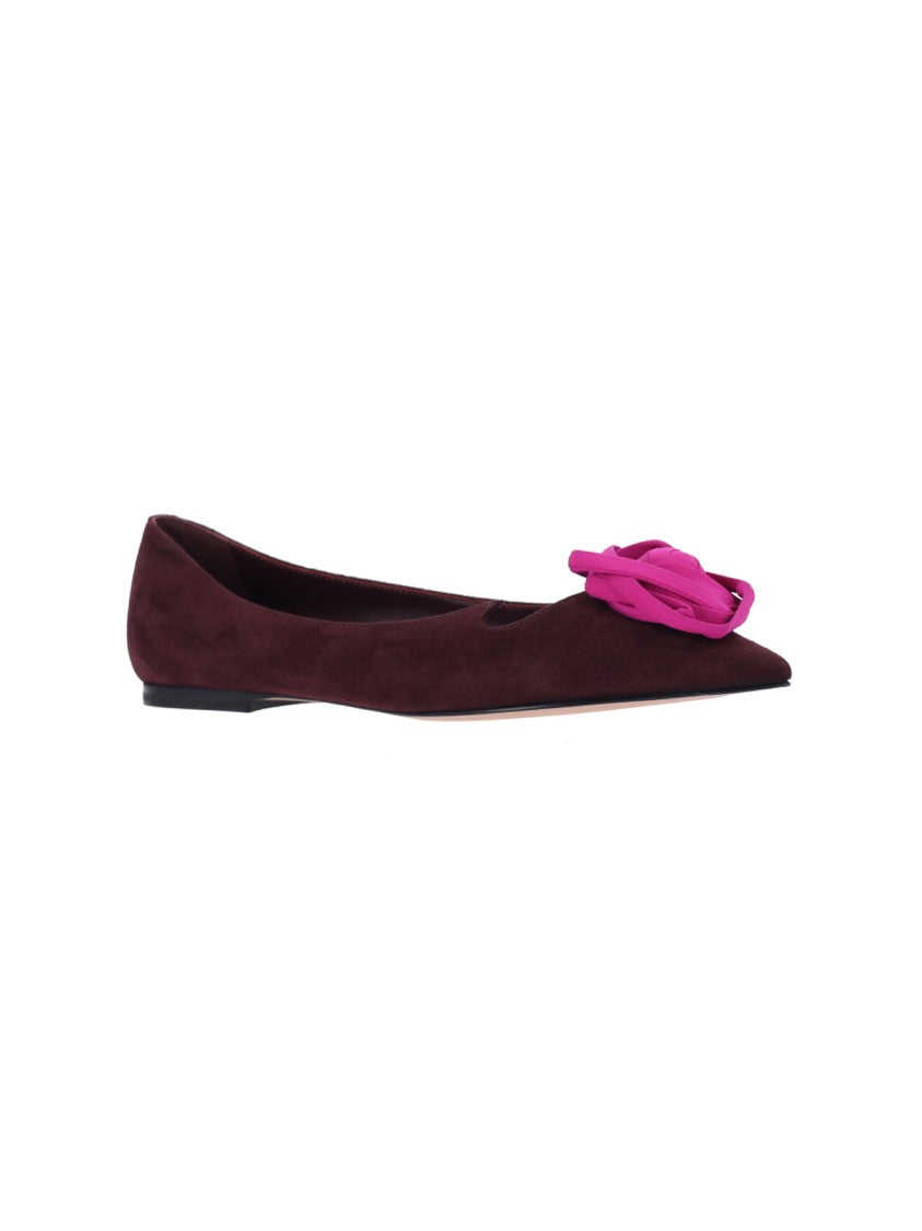 Roger Vivier Brown Rose Vivier Suede Flats