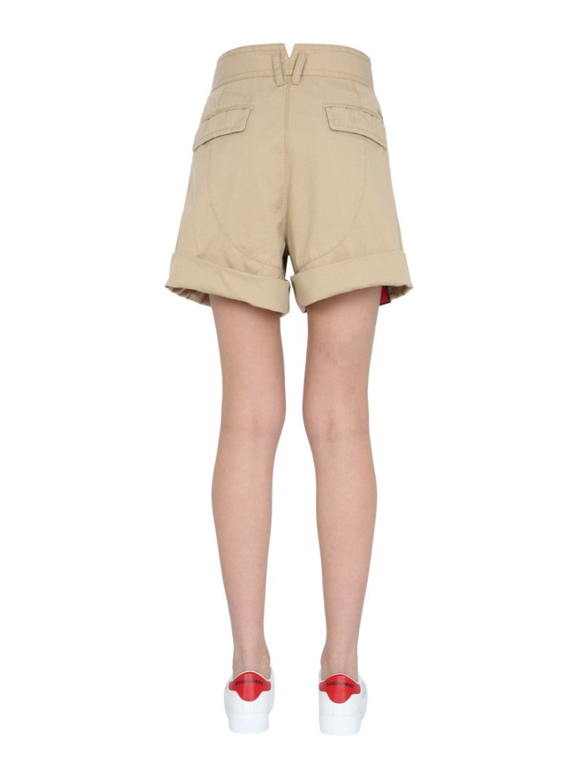 Dsquared2 High-Waisted Cargo Shorts With Double Buckle