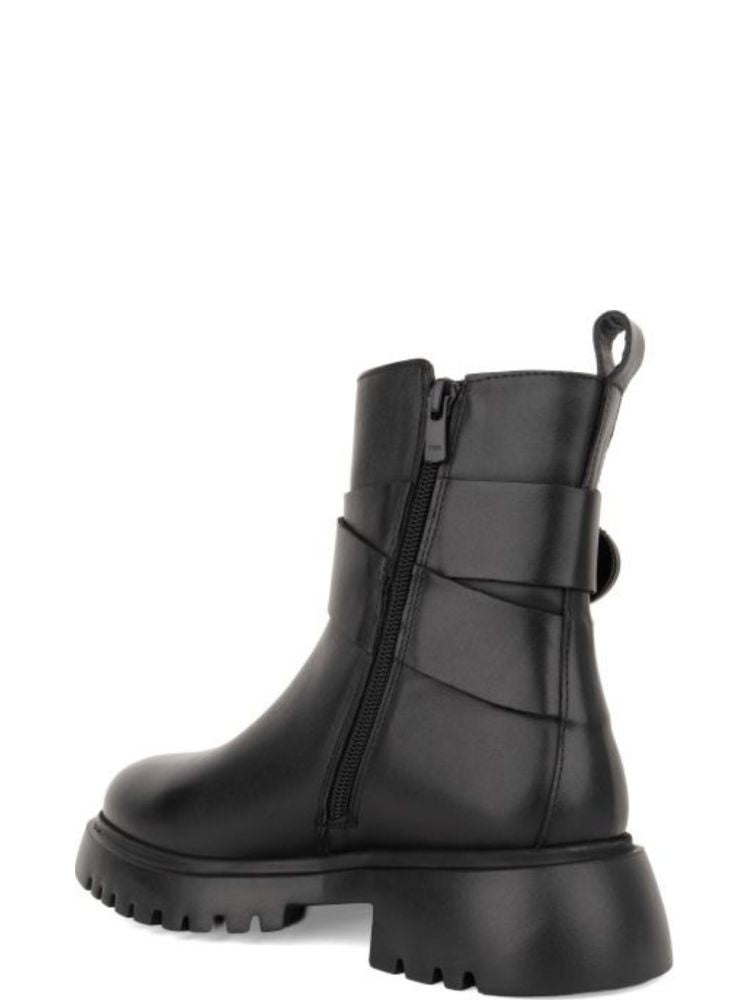 Sergio Moretti Black Bold Metallic Buckle Leather Ankle Boots