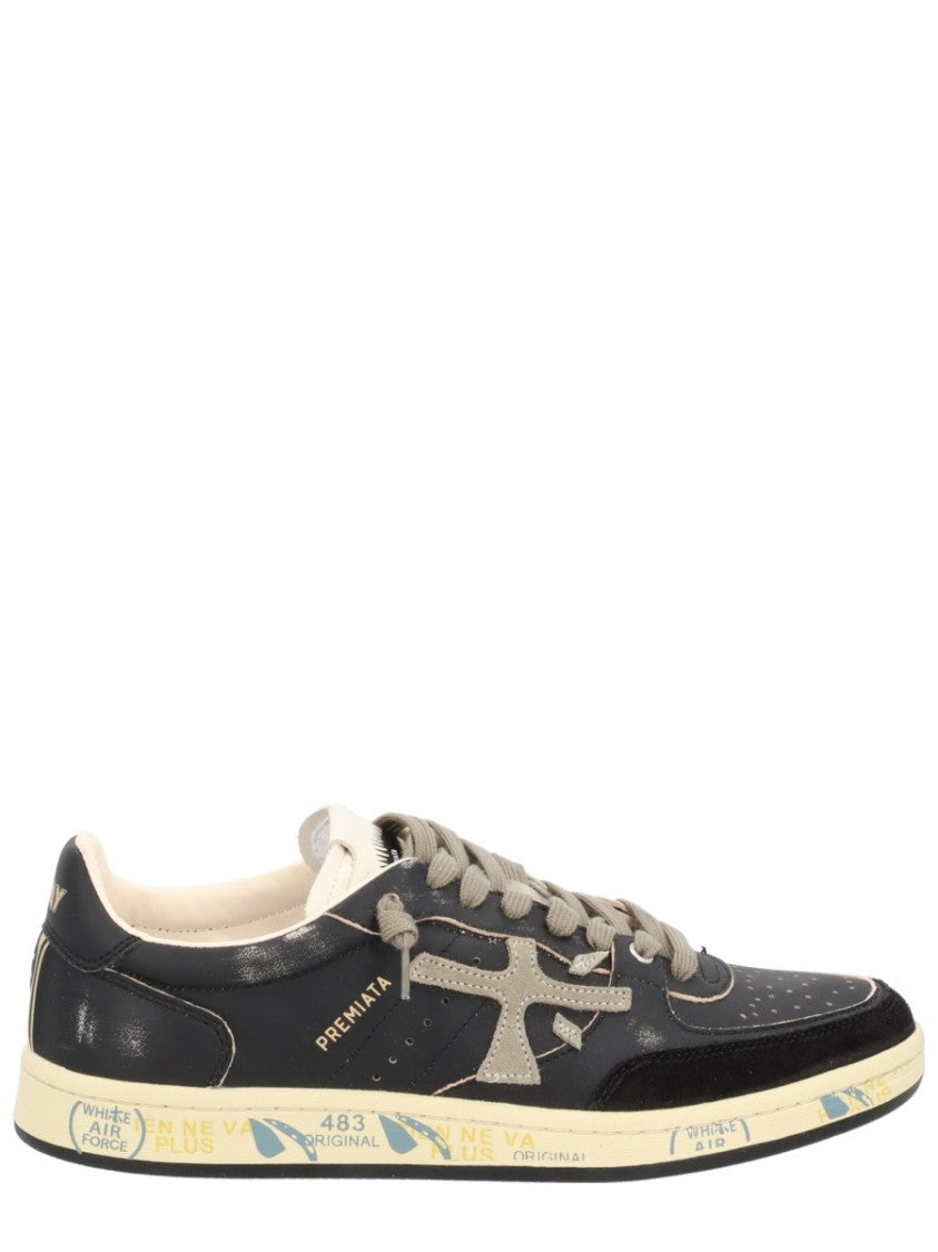 Premiata Perforated Low-Top Sneakers With Contrasting Logo Detail