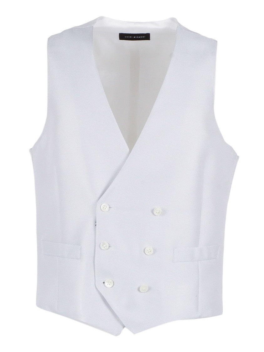 Luigi Bianchi Double Breasted Textured Tailored Vest