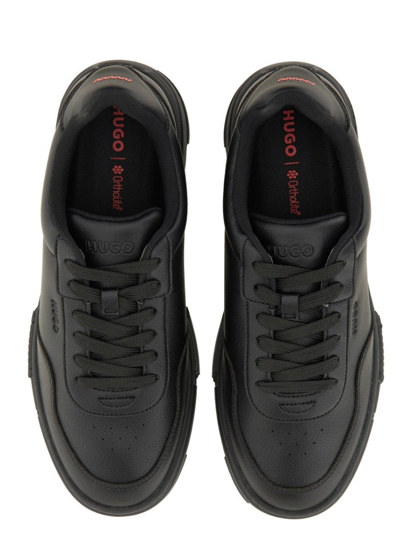 Hugo Low-Profile Black Sneakers With Zigzag Detailing