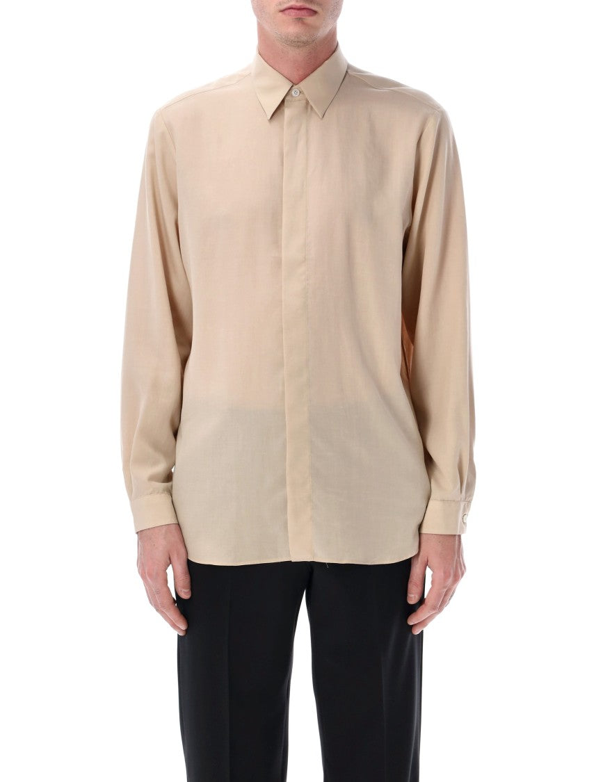 Lardini Oversized Lyocell Lino Hidden Button Shirt