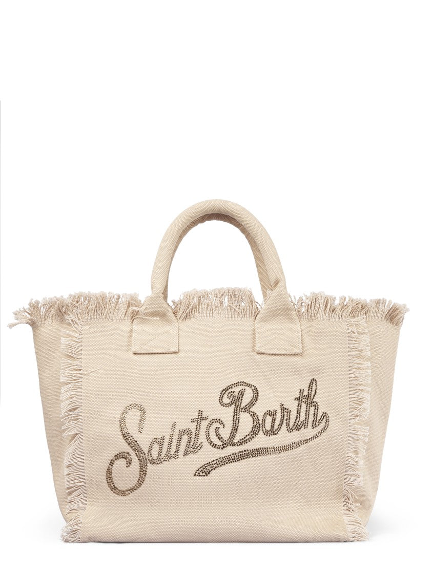 Mc2 Saint Barth Neutral Vanity Fabric Fringed Shoulder Bag