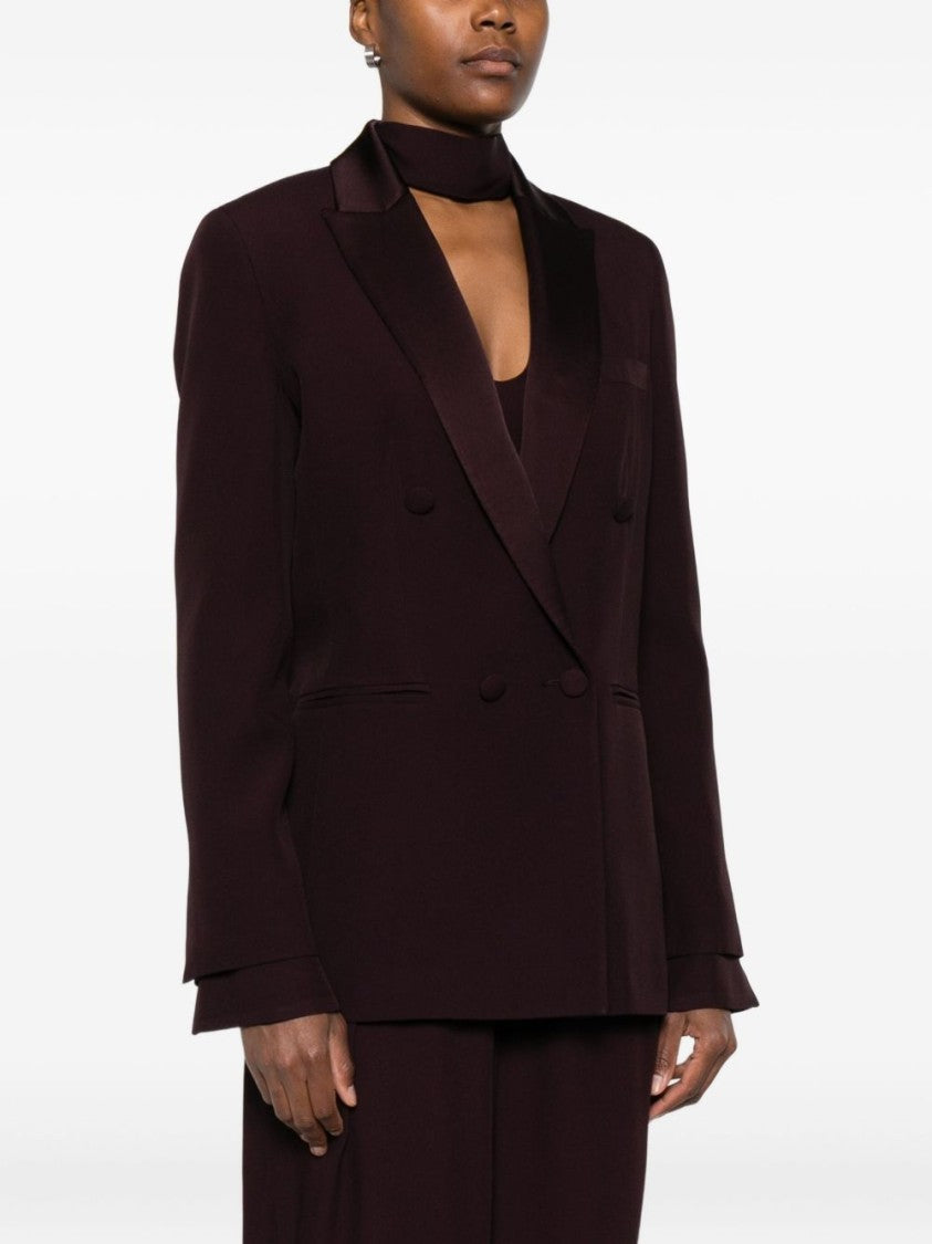 Raquel Diniz Double-Breasted Tailored Jacket In Deep Burgundy