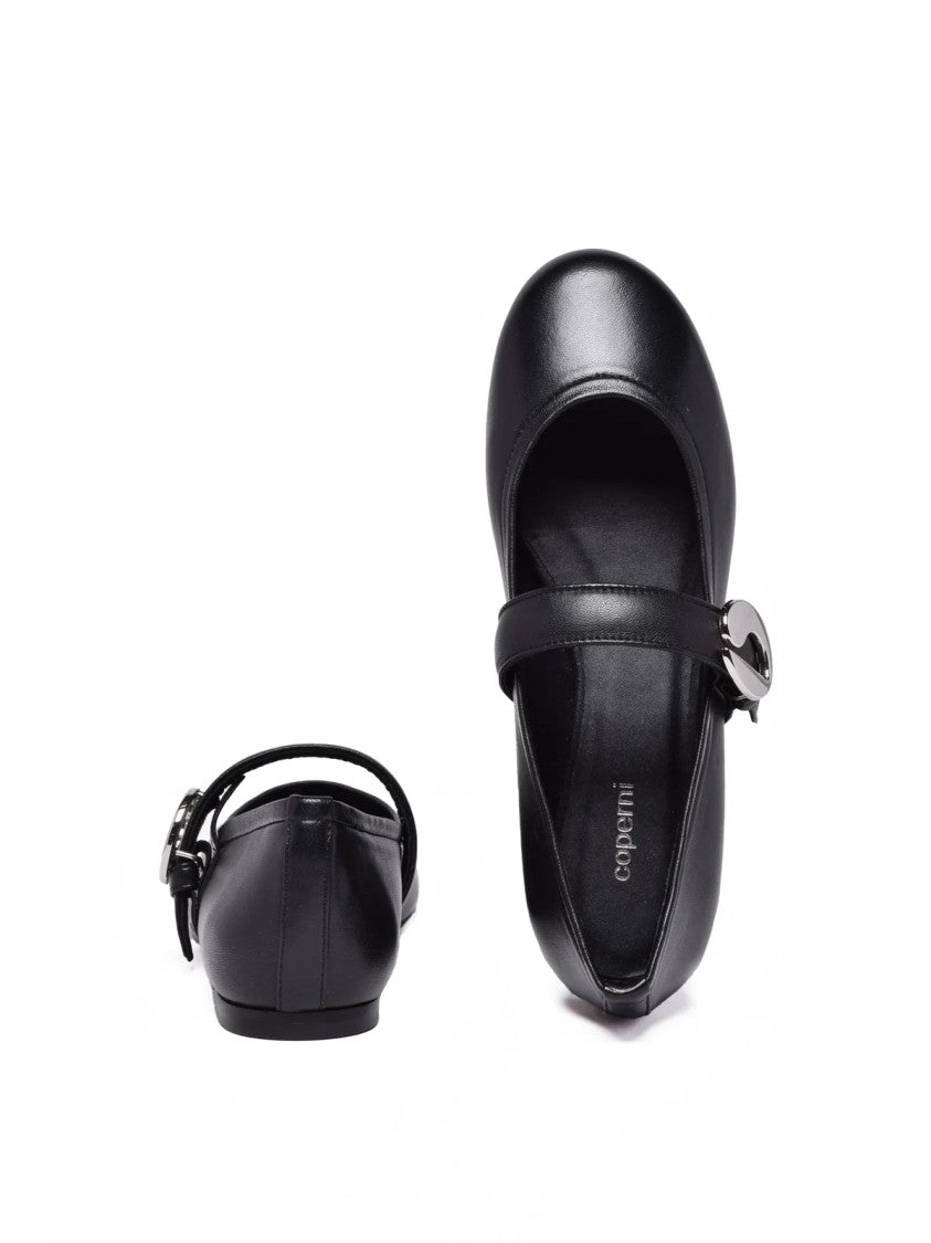 Coperni Black Minimalist Leather Flats