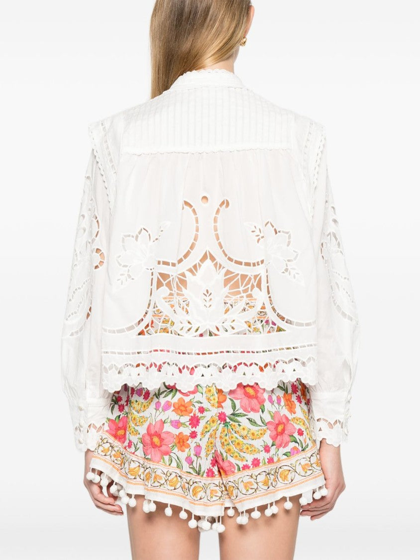 Farm Rio White Richelieu Embroidery Cotton Blouse