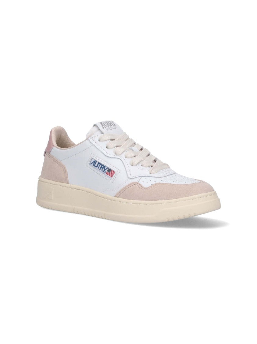 Autry White Low-Top Suede Overlay Sneakers