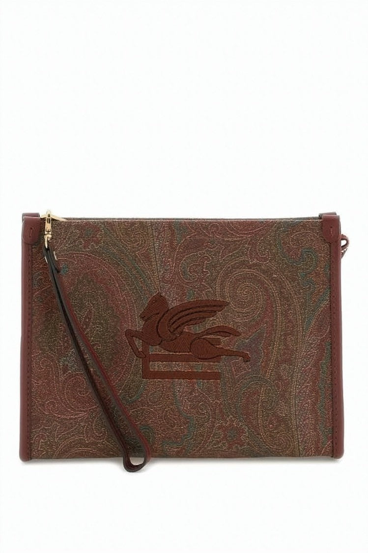 Etro Rectangular Clutch With Paisley Pattern And Gold Hardware