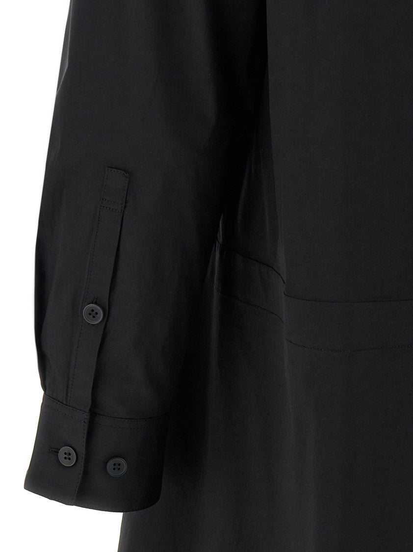 Y-3 Asymmetrical Hem Cotton Blend Chemisier Dress