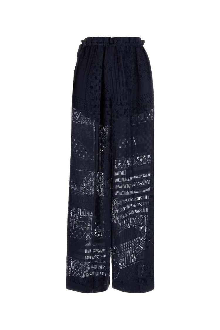 Fendi Navy Blue Viscose Blend Pant