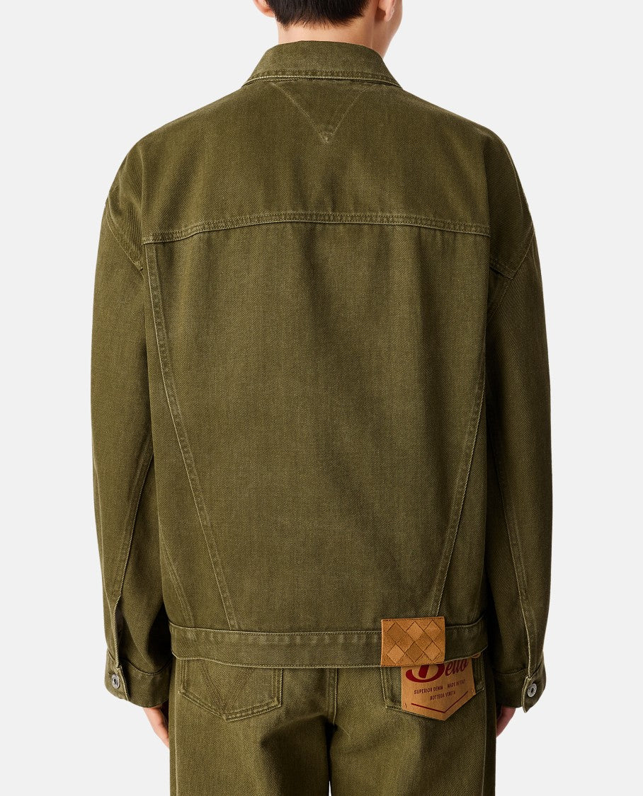 Bottega Veneta Stone Washed Denim Jacket With Unique Back Patch Detail