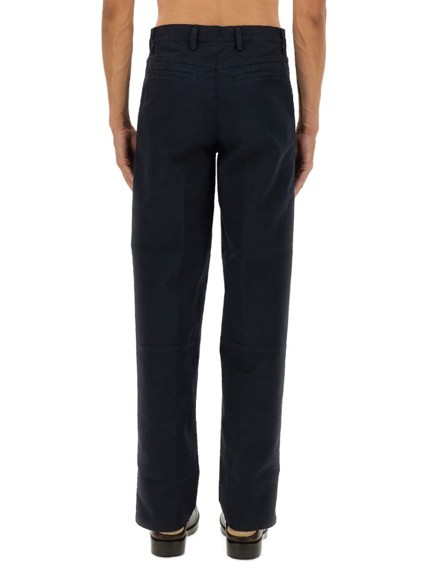 Dries Van Noten Straight-Leg Double Front Zipper Cotton Pants
