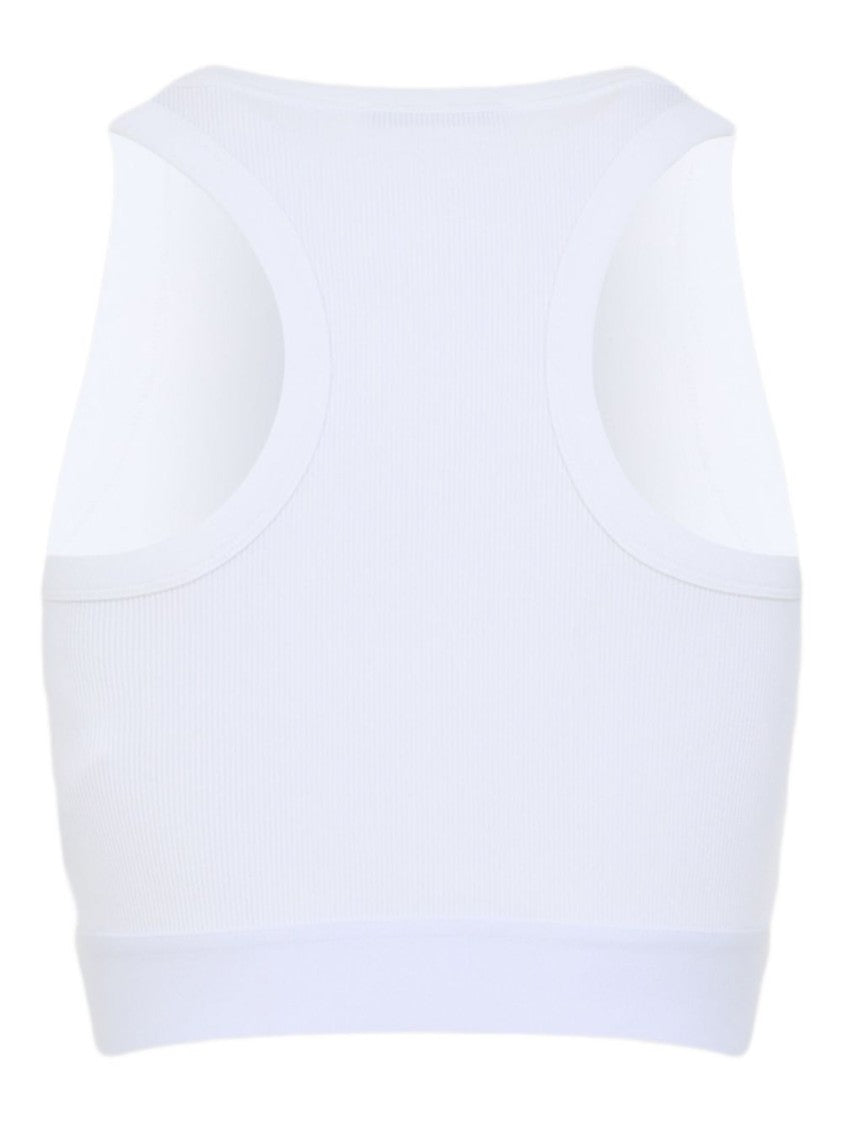 Givenchy White Cropped Ribbed Logo Band Tank Top