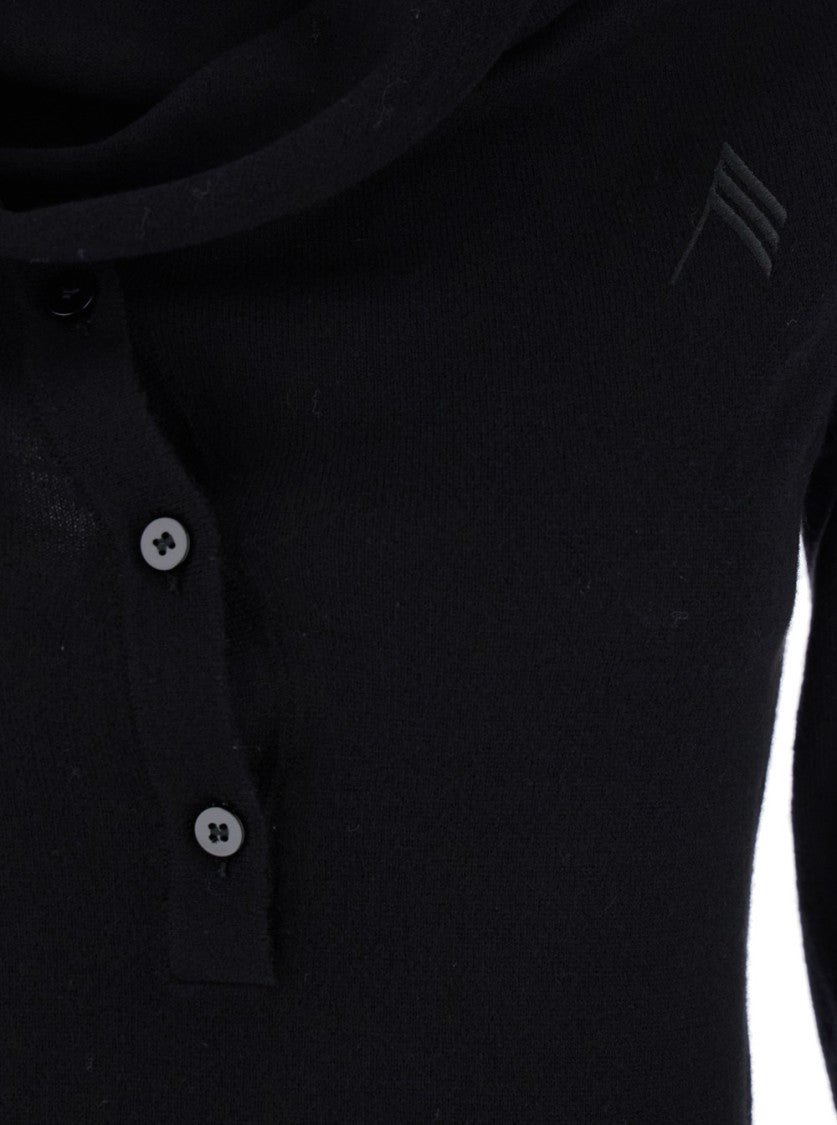 The Attico Black Mini Dress With Cowl Neck