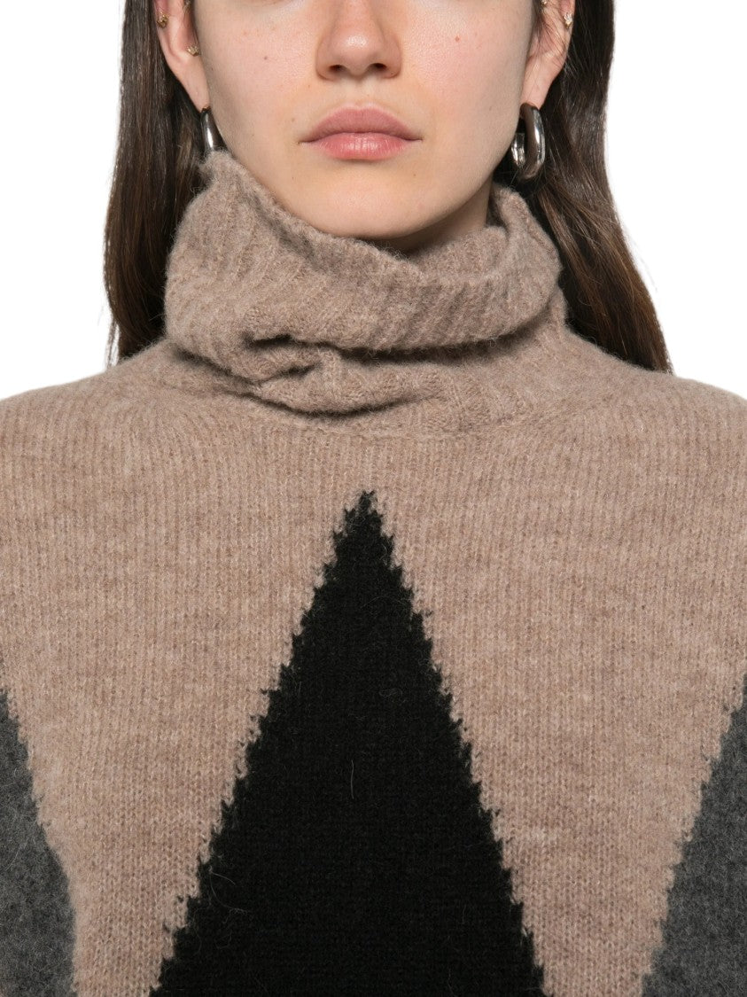 Jucca Brown Argyle Turtleneck