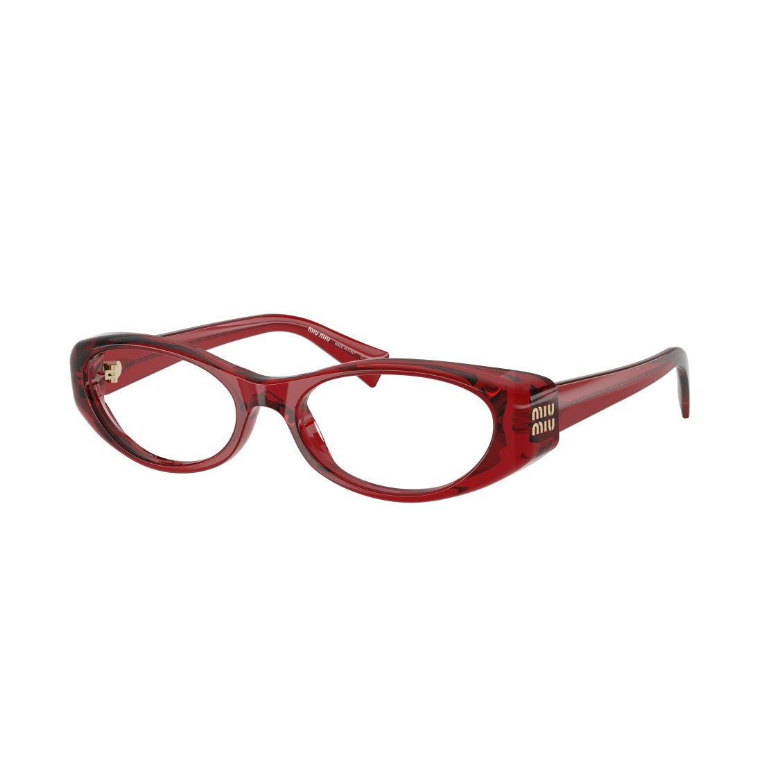 Miu Miu 0Mu 03Zv Translucent Red Acetate Oval Frame Sunglasses