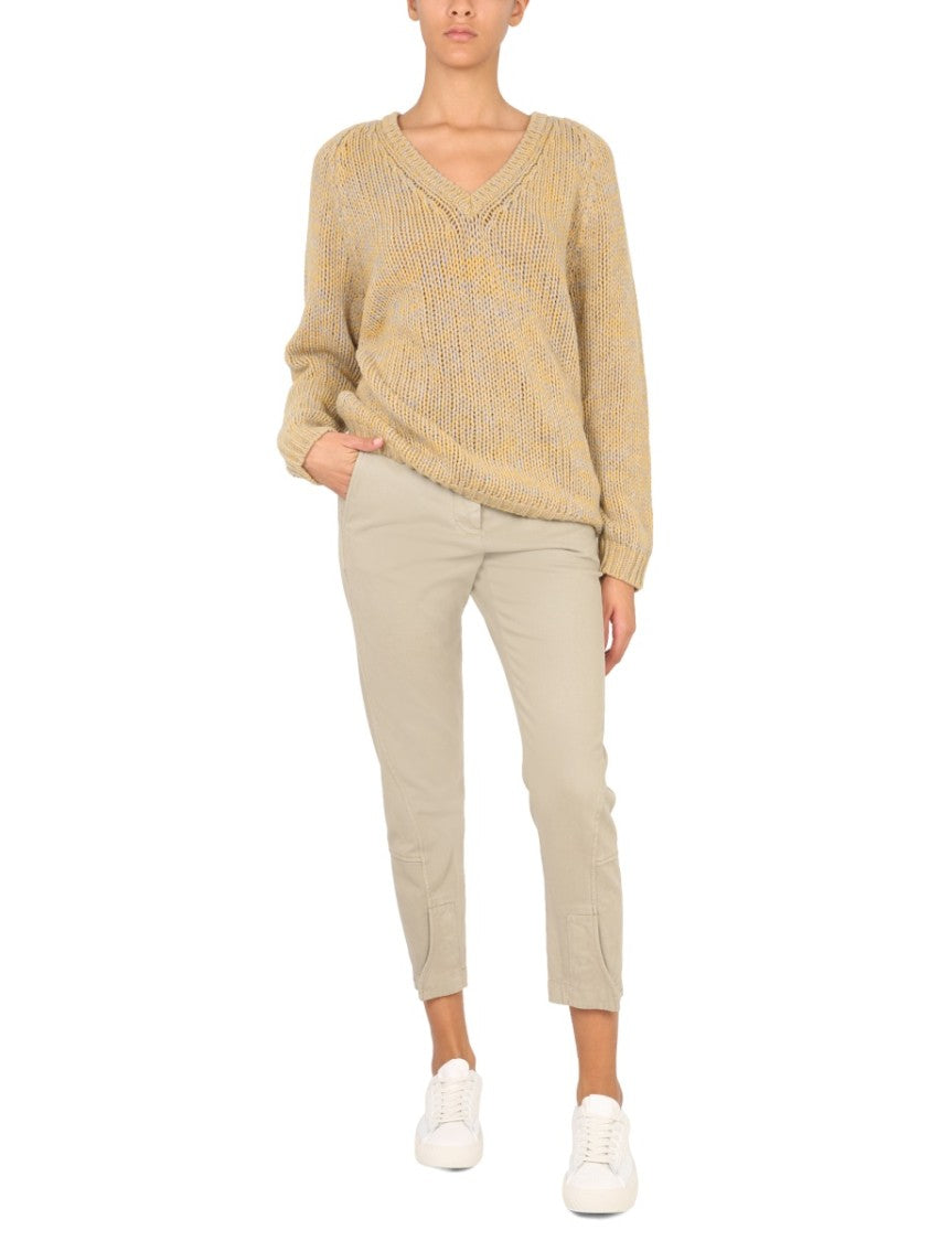 Aspesi V-Neck Knit Sweater In Virgin Wool