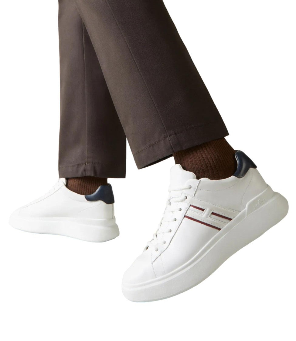 Hogan White Leather Embossed Accent Sneakers