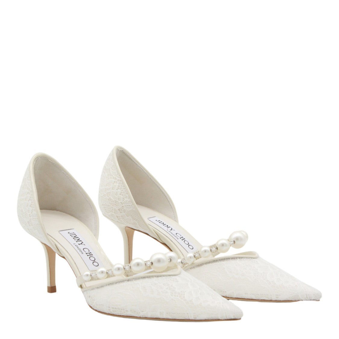 Jimmy Choo Pointed Toe D'orsay Heels With Faux Pearl Detailing