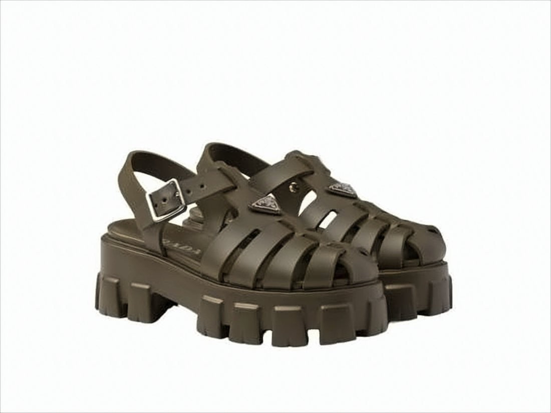 Prada Cage Design Chunky Platform Sandals Crafted From Spider Rubber