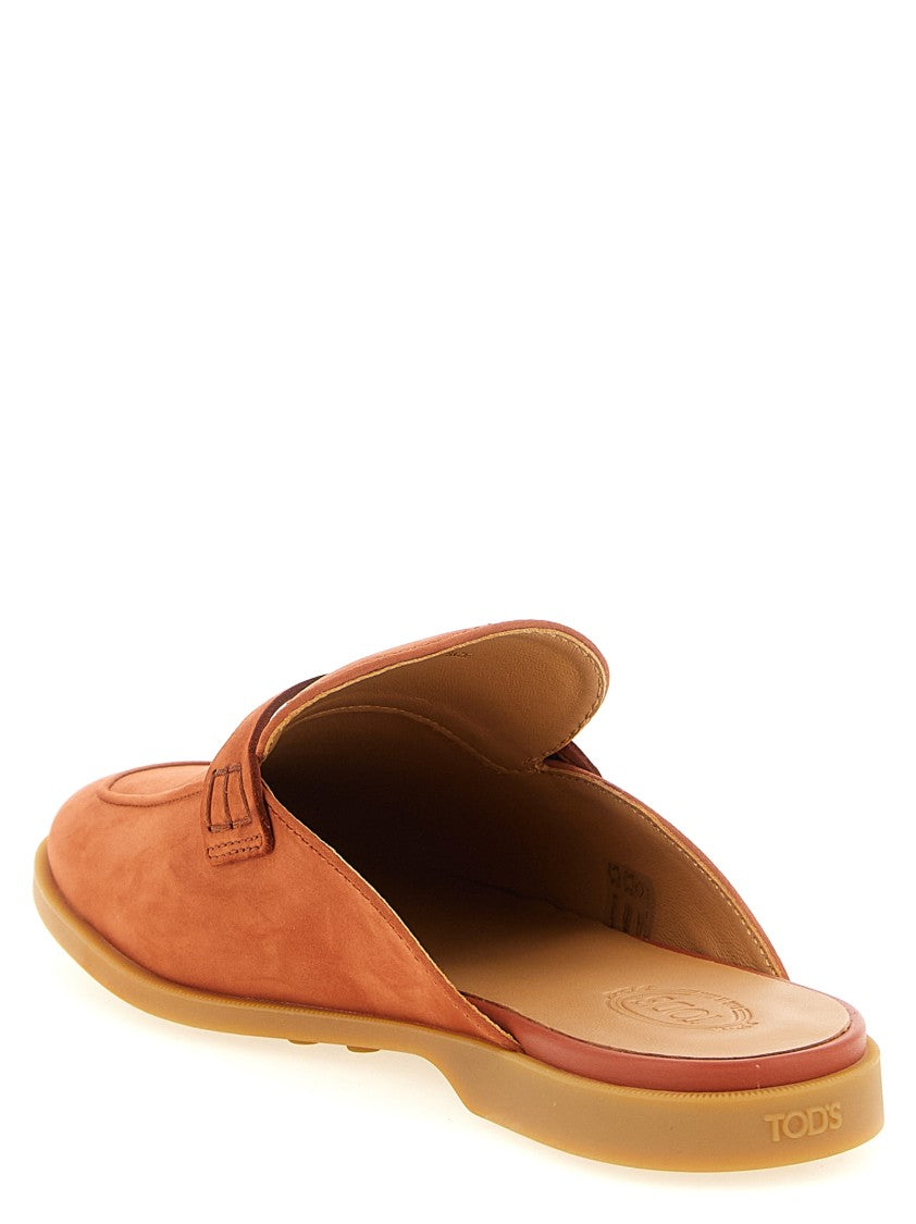Tod's Satin-Finish Nubuck Sabots With Horseshoe-Shaped Heel