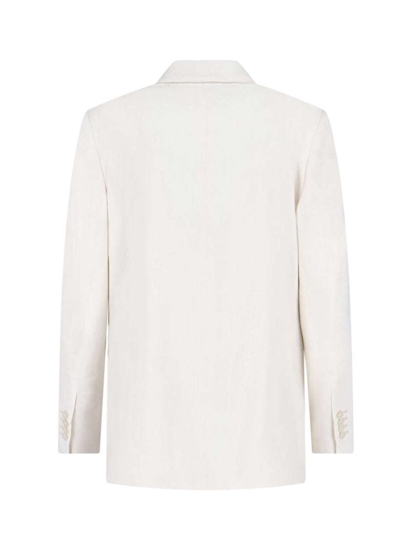 Lardini Cream Linen Blend Double Breasted Blazer