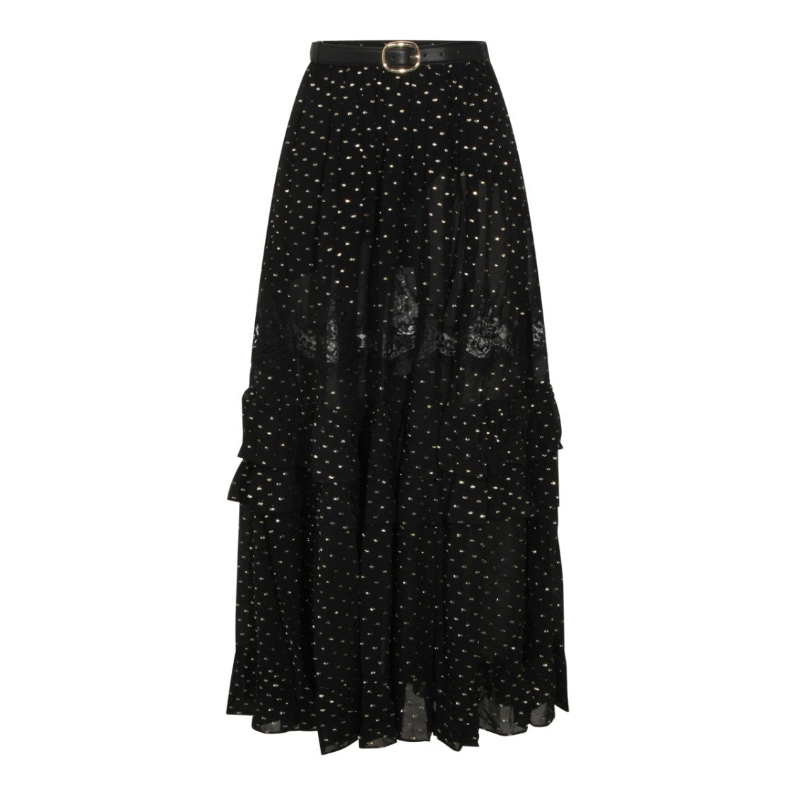 Self-Portrait Black Viscose Skirt