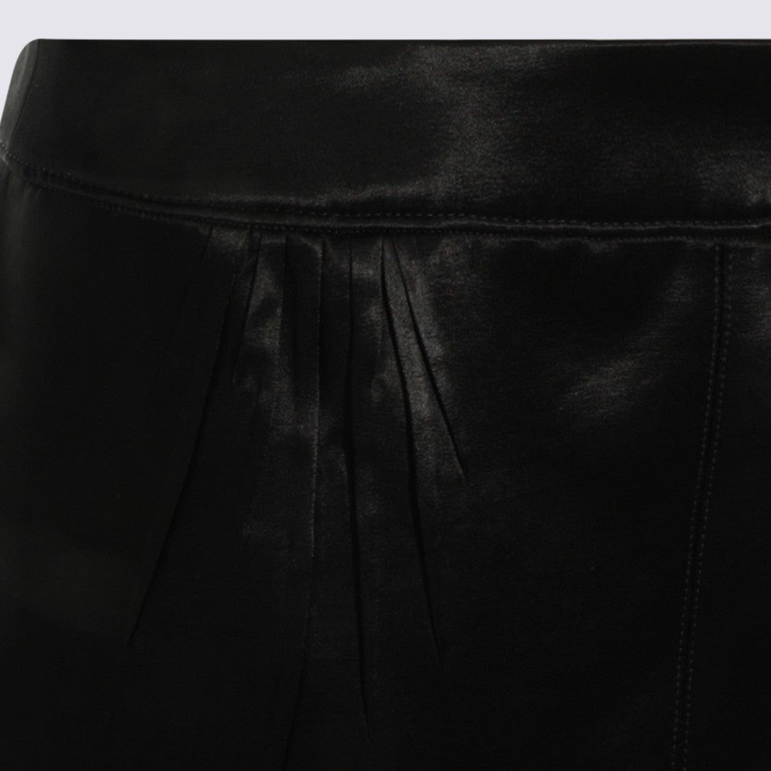 Saint Laurent Sleek Black Midi Skirt With Pleated Waistband And Signature Charm