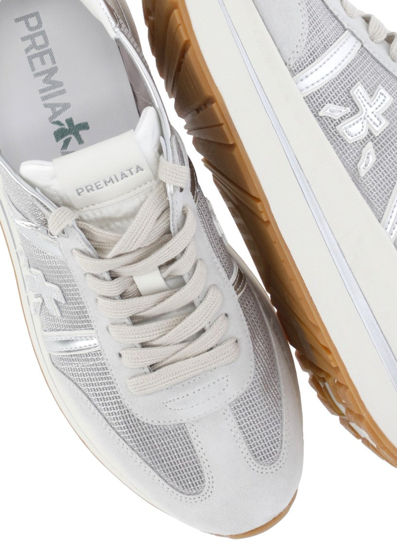 Premiata White Bethcoin 8148 Suede Inserts Sneakers