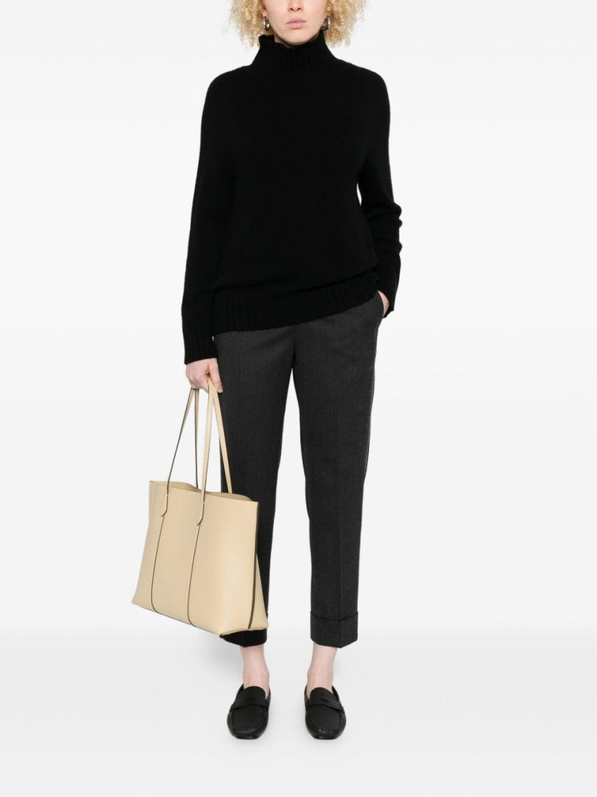 Peserico Heathered Gray Cropped Trousers With Tailored Fit