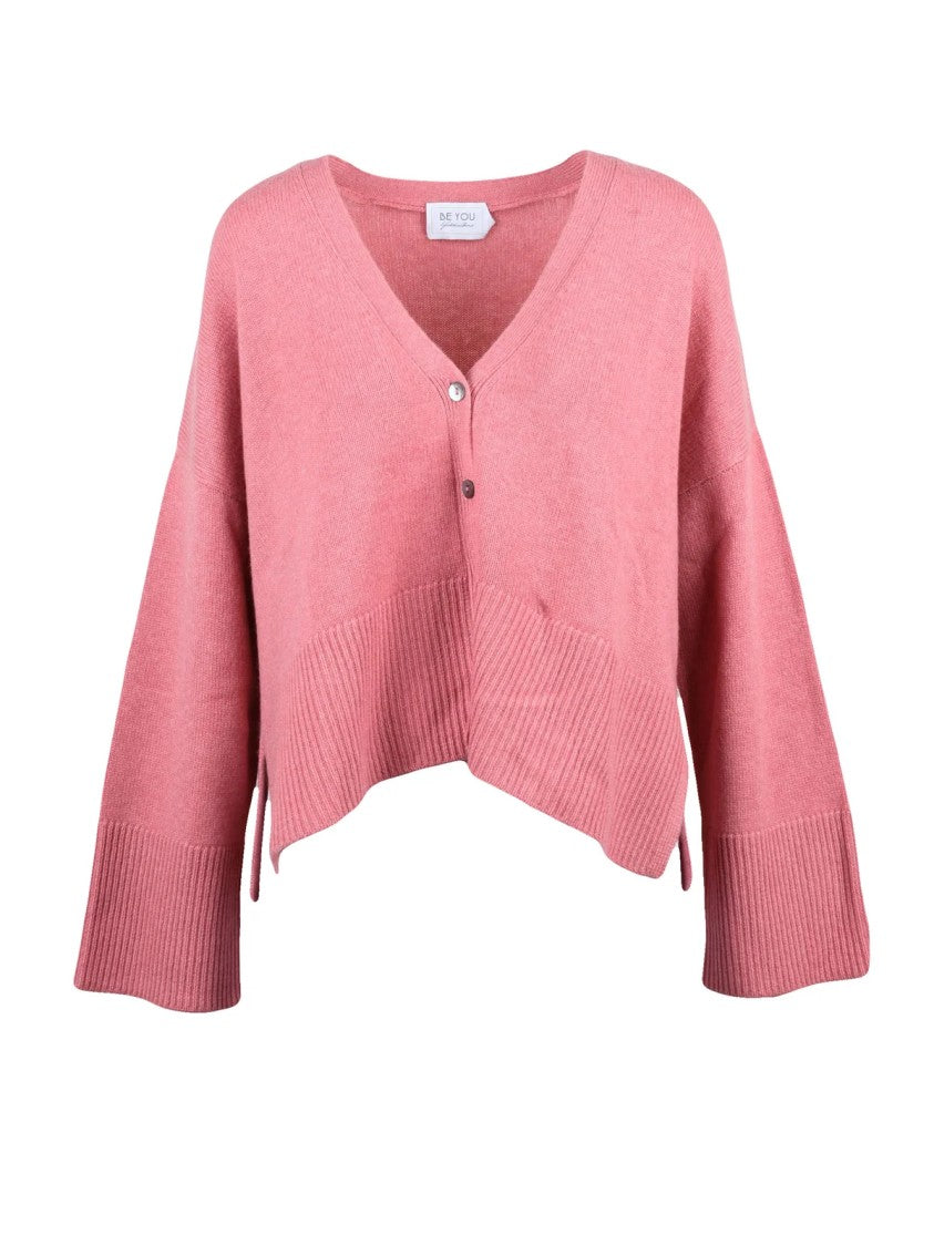 Be You Old Rose V-Neck Cropped Cashmere Cardigan