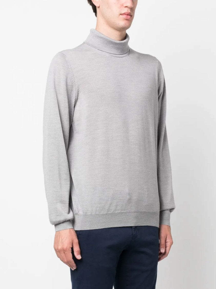 Lardini High-Neck Ribbed Knit Sweater With Tailored Fit