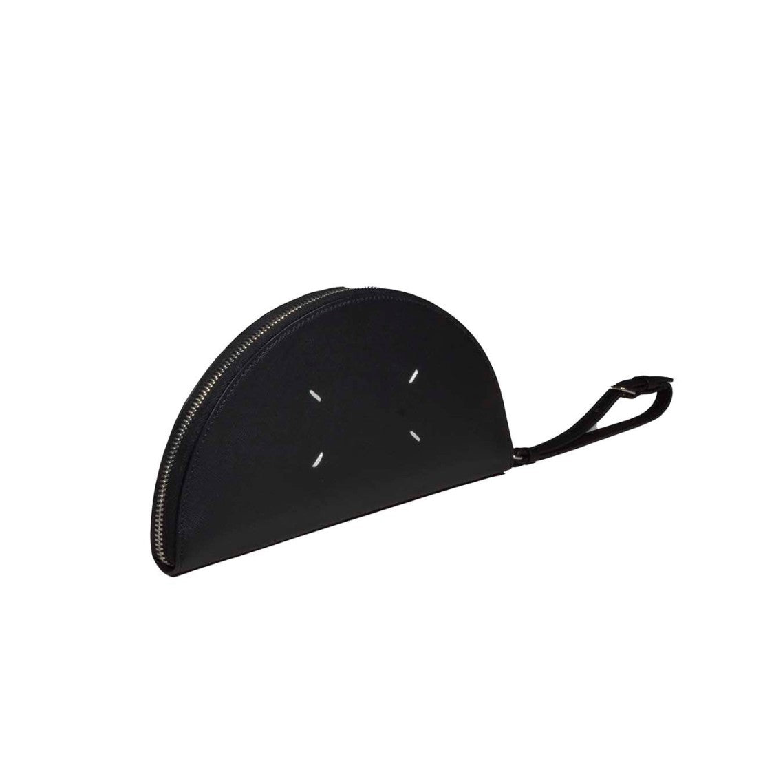 Maison Margiela Halfmoon Micro Pouch In Black Saffiano Leather