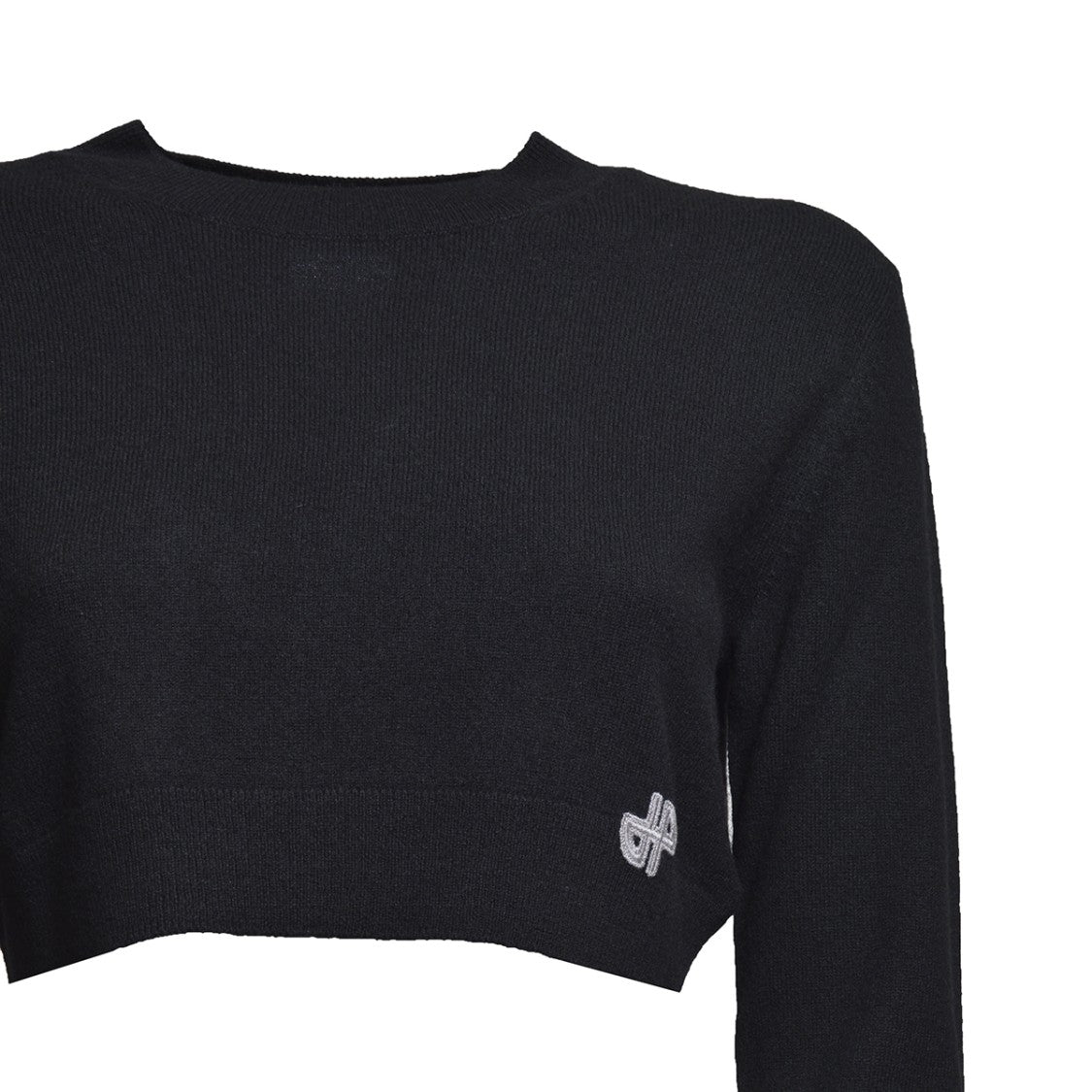 Patou Wool Cashmere Cropped Sweater - Black
