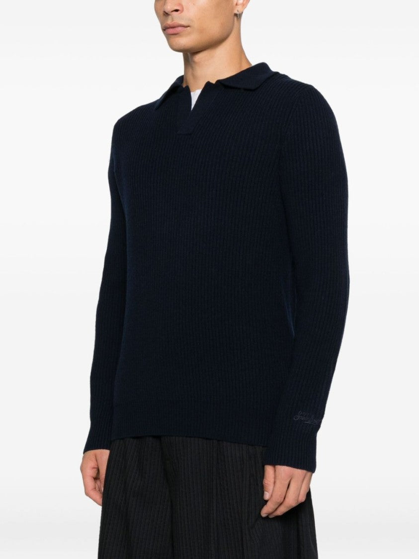 Mc2 Saint Barth Deep Blue Long-Sleeve Polo