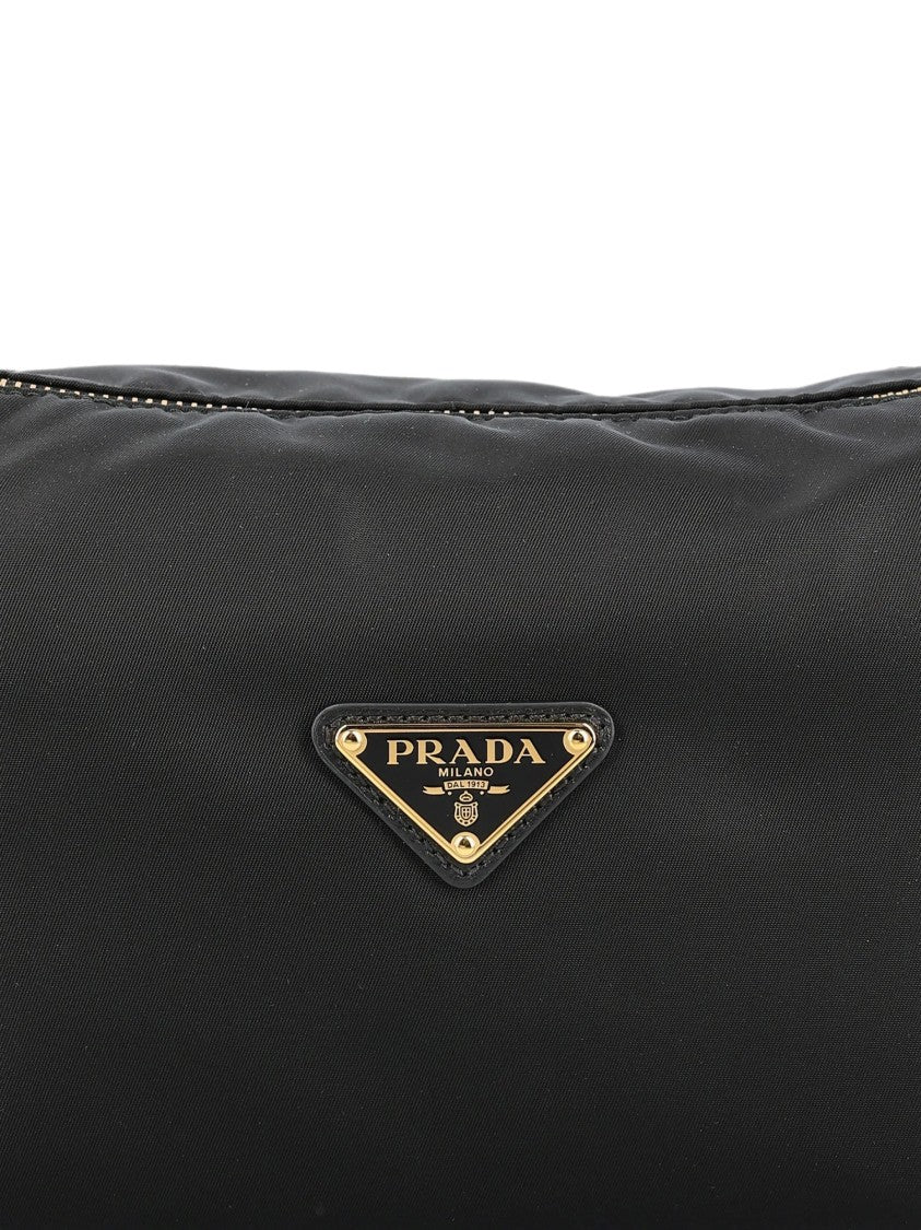 Prada Rectangular Black Handbag With Gold-Tone Accents