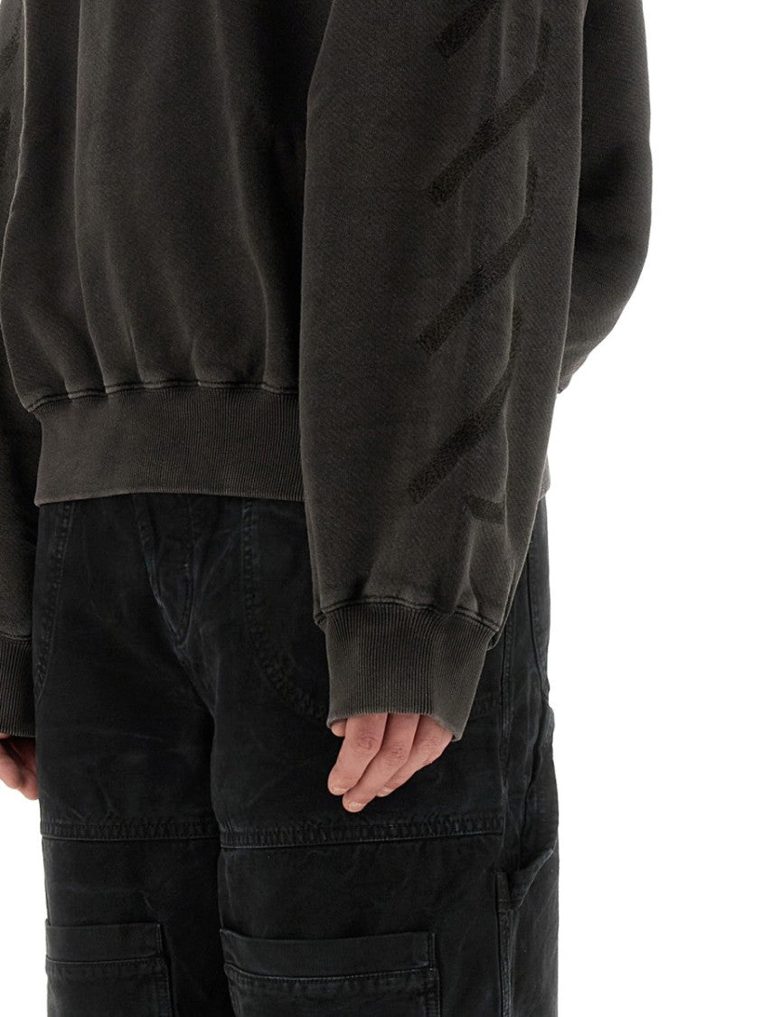 Off-White Relaxed Fit Sweatshirt With Subtle Logo And Graphic Print