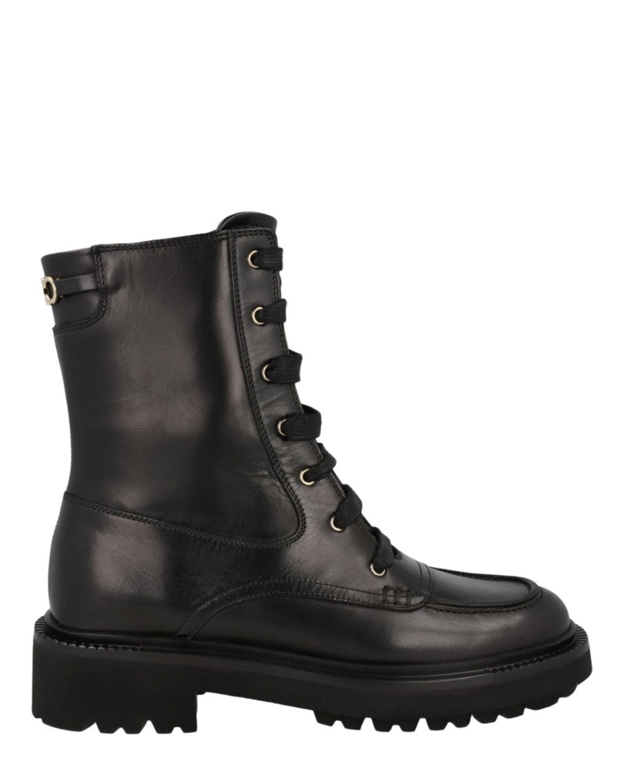 Ferragamo Leather Combat Boots