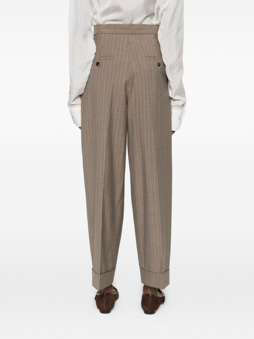 Max Mara Wide-Leg Trousers With Subtle Pinstripe