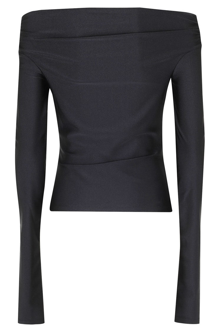 The Andamane Black Wallis Long-Sleeved Off-Shoulder Top