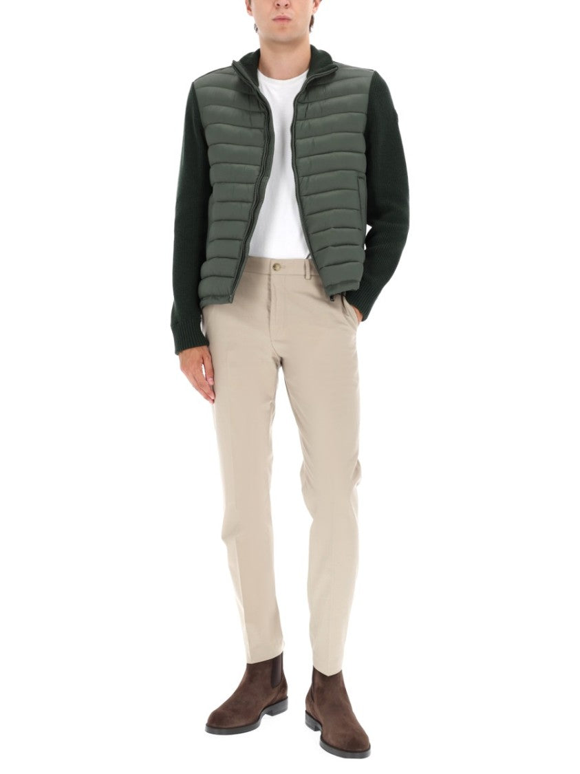 Colmar Originals Quilted Green Sports Jacket With Knitted Sleeves