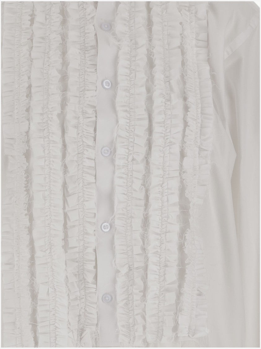 Hodakova Cotton Dress With Classic Collar And Ruffle Detail