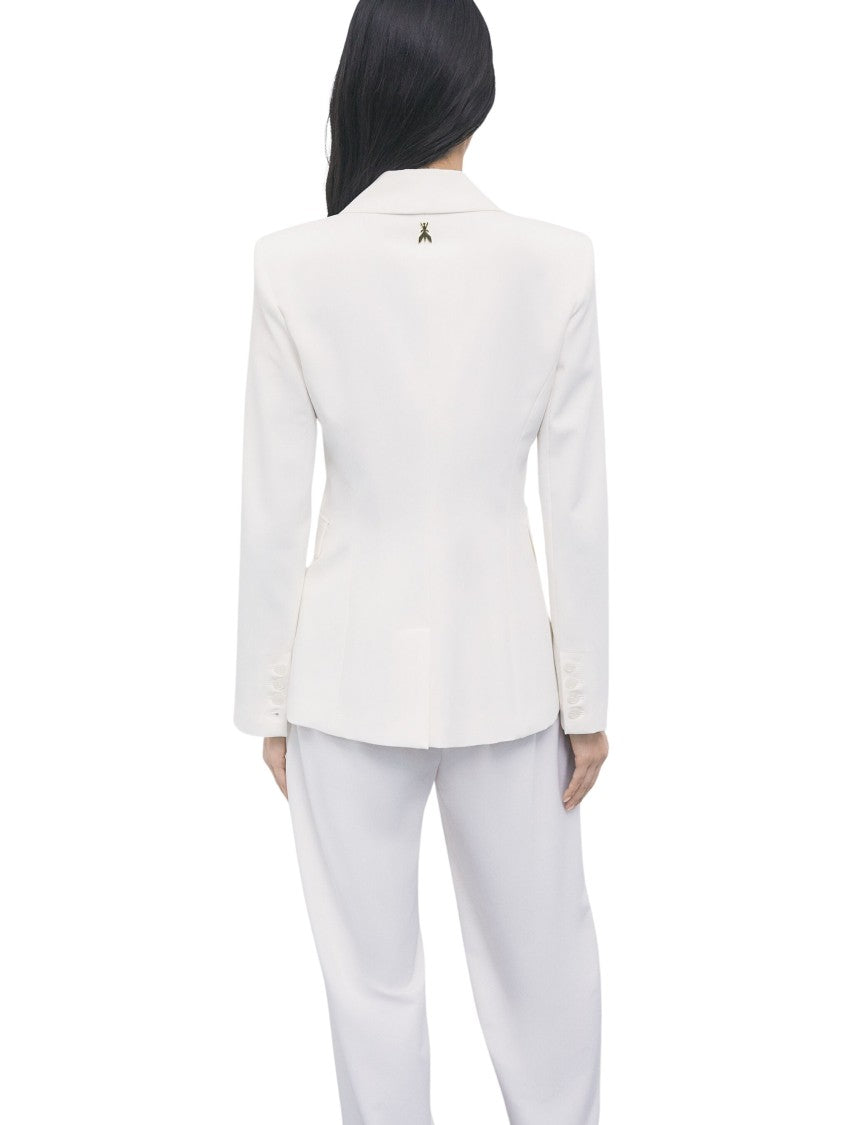 Patrizia Pepe White Slim-Fit Gabardine Blazer