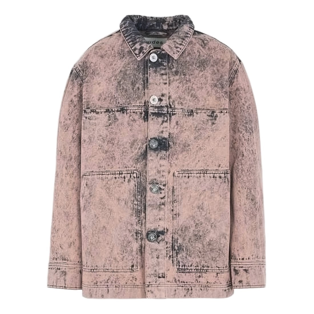 Études Acid-Wash Denim Jacket With Classic Collar And Vintage Appeal