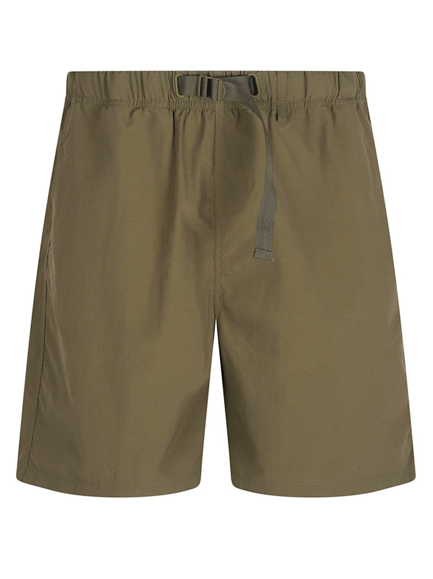 Maison Kitsuné Olive Green Minimalist Shorts With Adjustable Waistband And Zippered Pocket