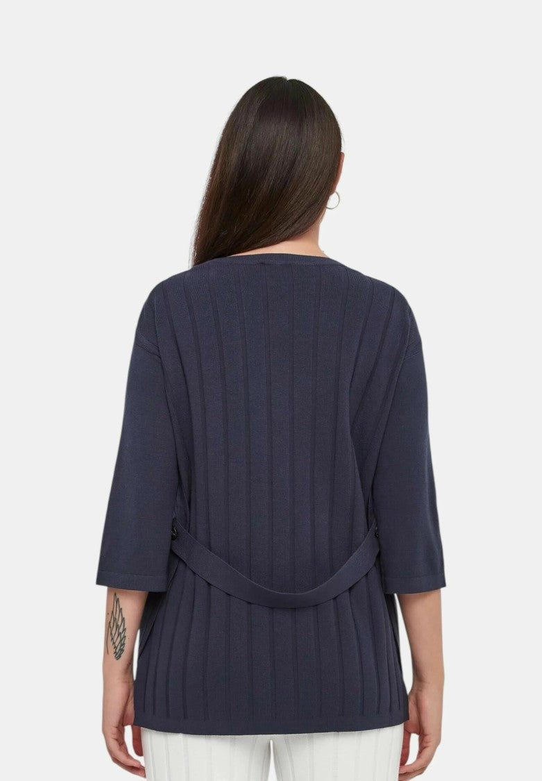 Max Mara Ribbed Back Blouse With Fabric Belt